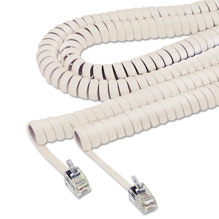 SOFTALK Coiled Phone Cord, 25 ft., Beige 42260